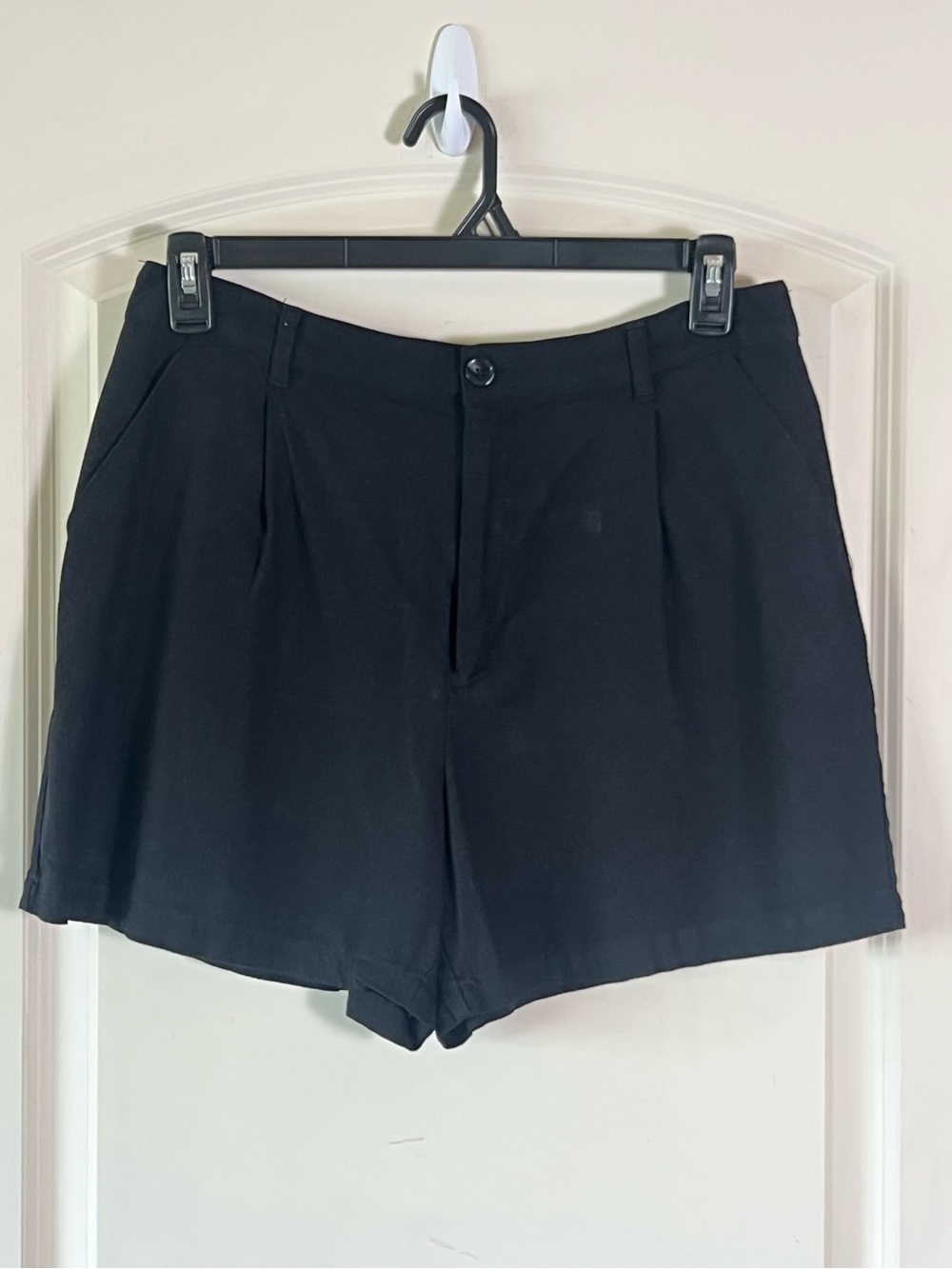 Time and Tru Black Linen Blend Shorts Large L 12-14 High Rise Pull On